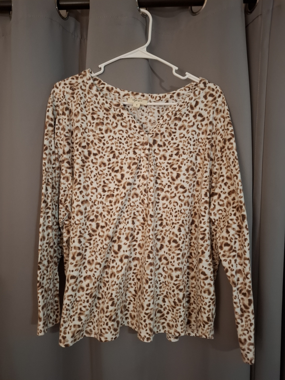 Style & Co. Cream and Brown Leopard V-Neck Sweater